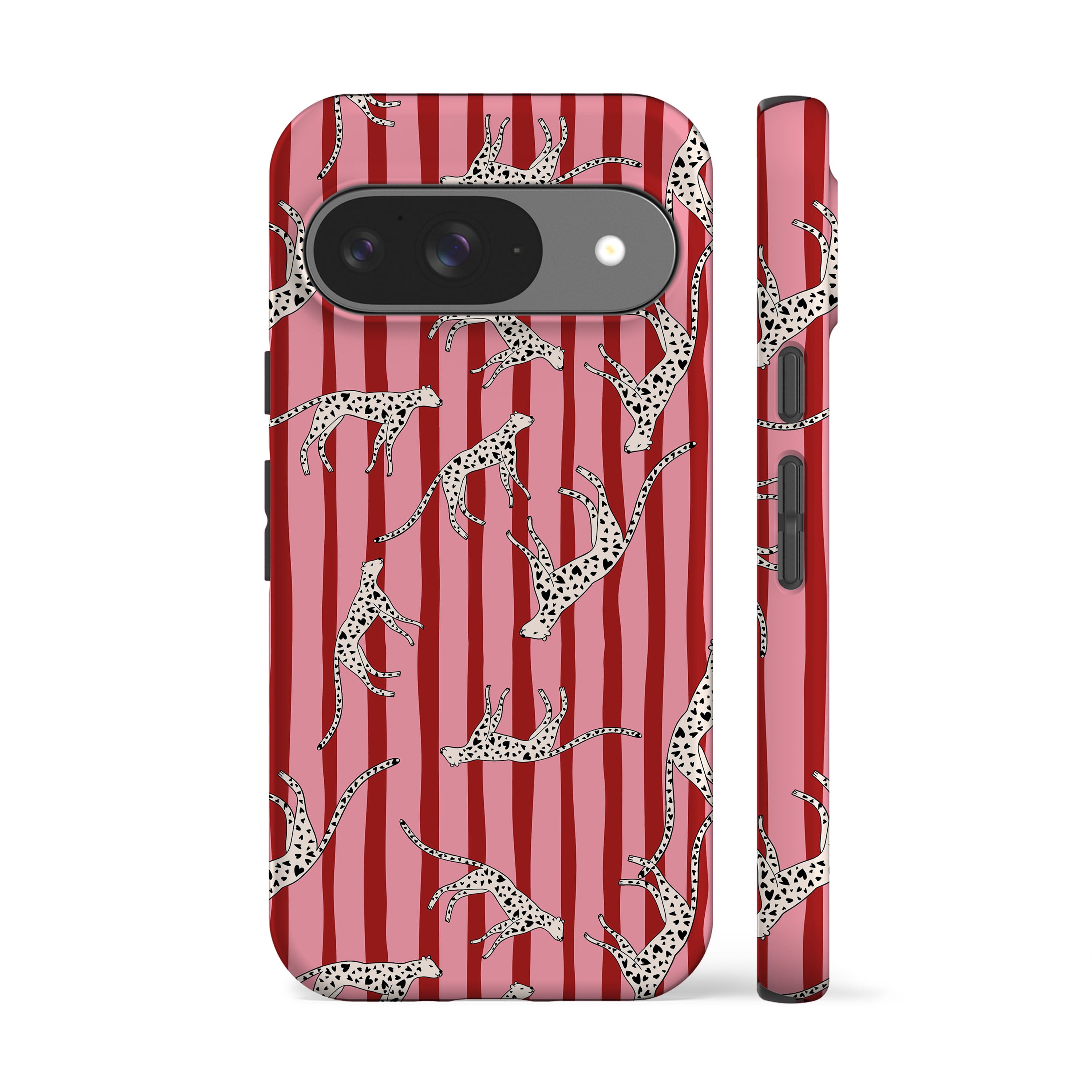 Pink Striped Heart Leos Phone Case
