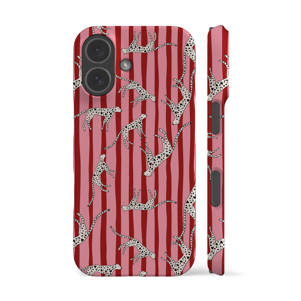 Pink Striped Heart Leos Phone Case