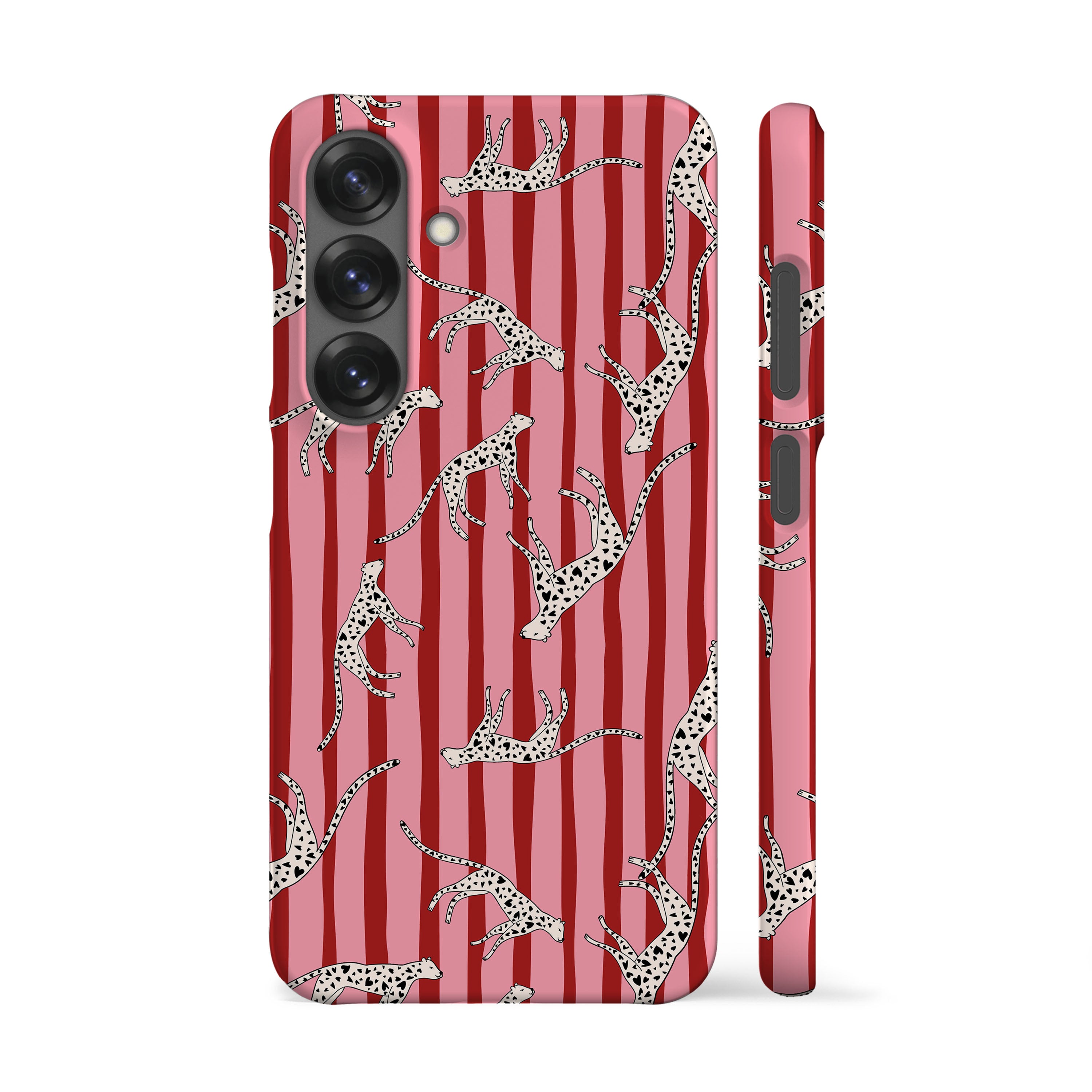 Pink Striped Heart Leos Phone Case