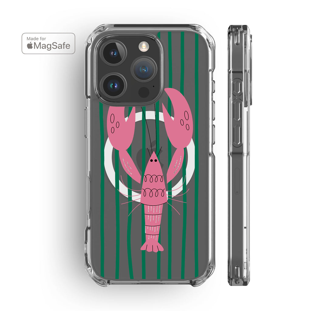 Striped Lobster Clear MagSafe iPhone Case