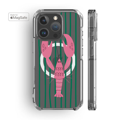 Striped Lobster Clear MagSafe iPhone Case