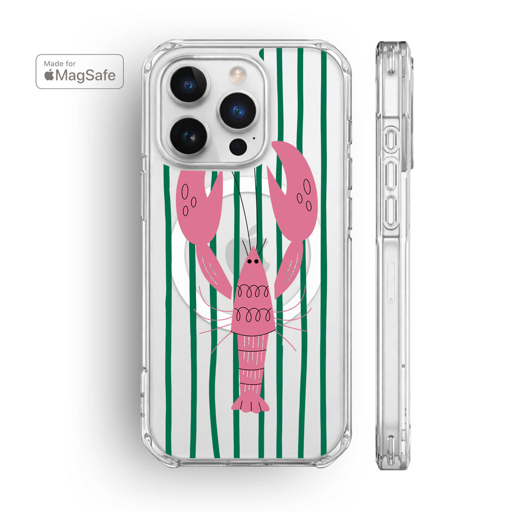 Striped Lobster Clear MagSafe iPhone Case