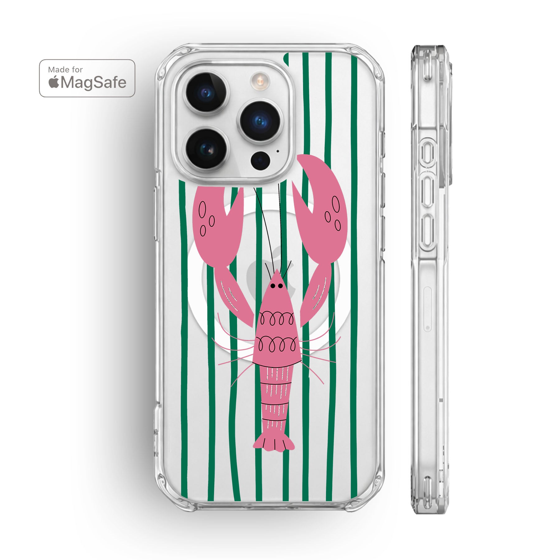 Striped Lobster Clear MagSafe iPhone Case