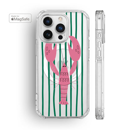 Striped Lobster Clear MagSafe iPhone Case