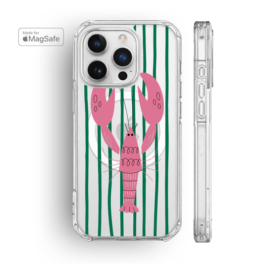 Striped Lobster Clear MagSafe iPhone Case