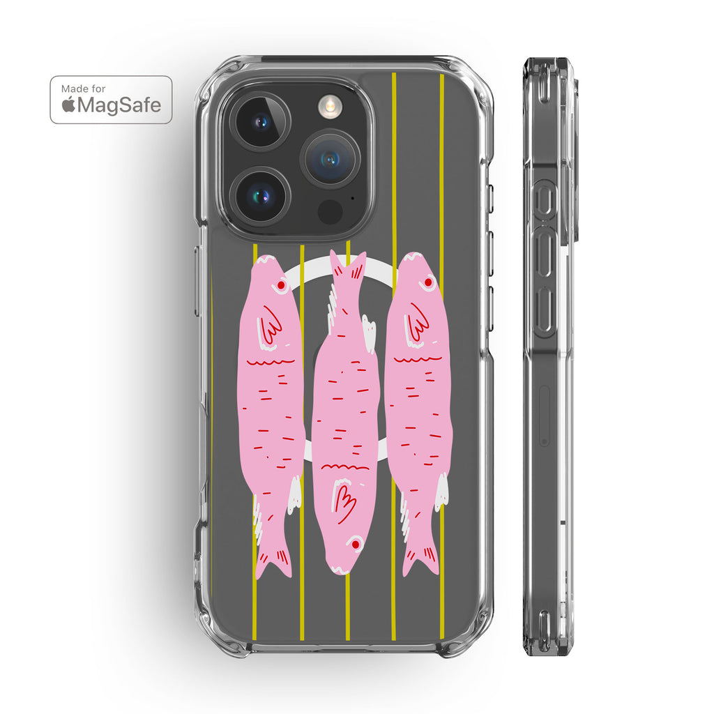 Striped Sardines Clear MagSafe iPhone Case