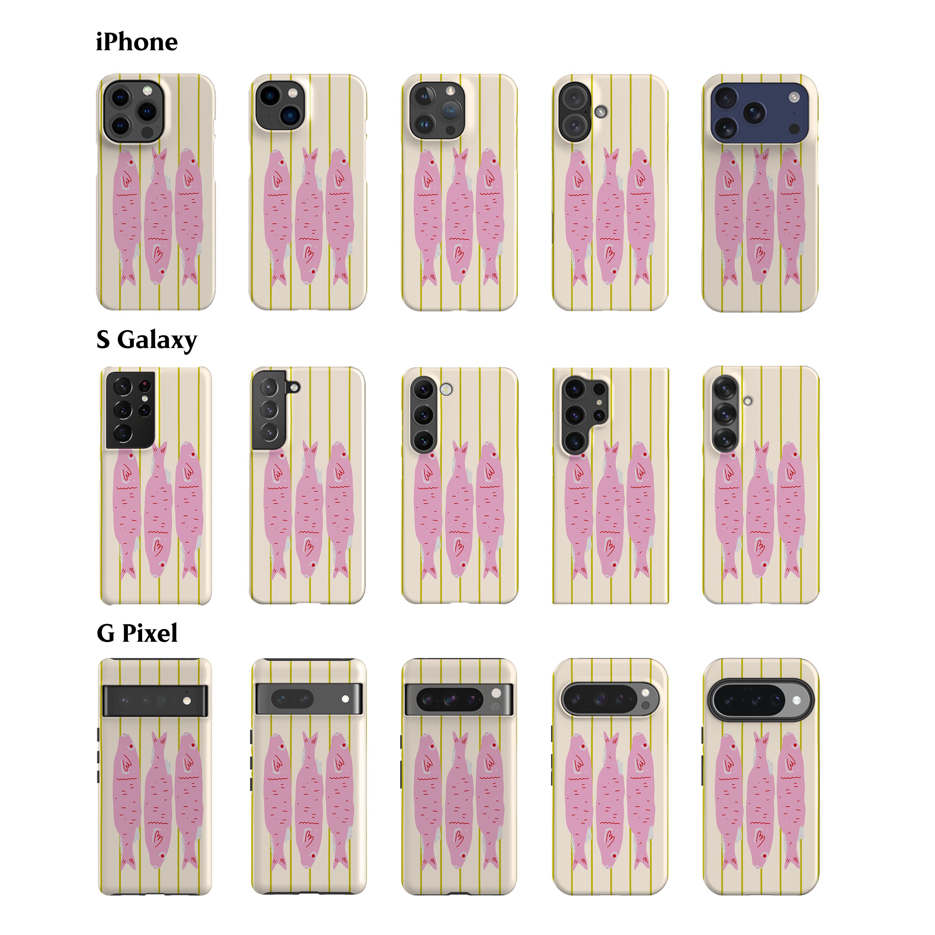 Striped Pink Sardines Phone Case
