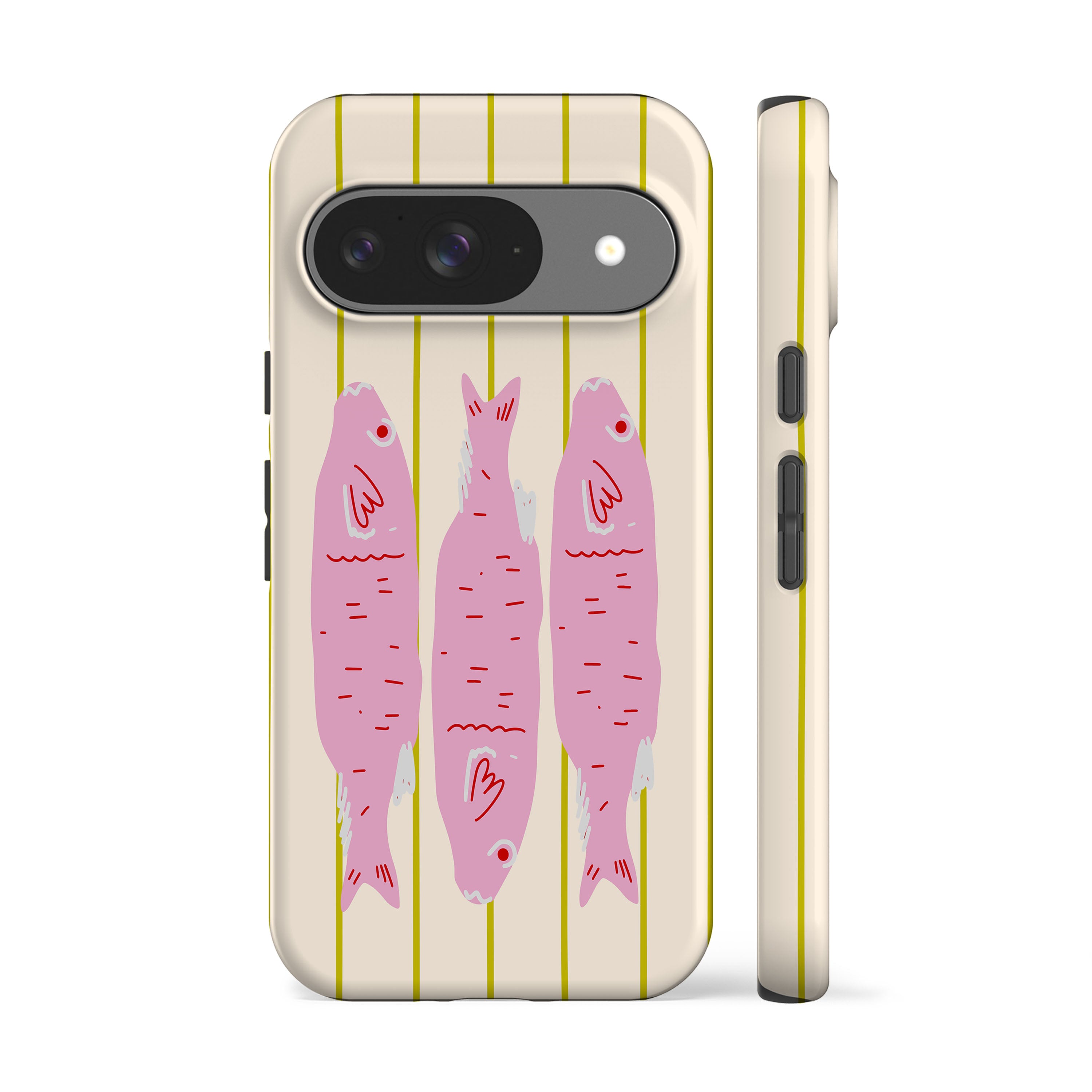 Striped Pink Sardines Phone Case