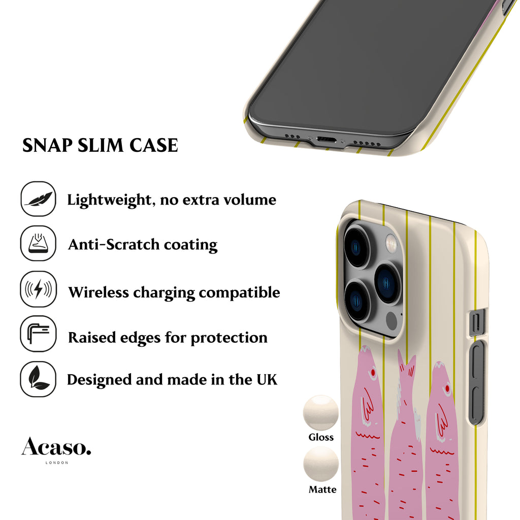 Striped Pink Sardines Phone Case