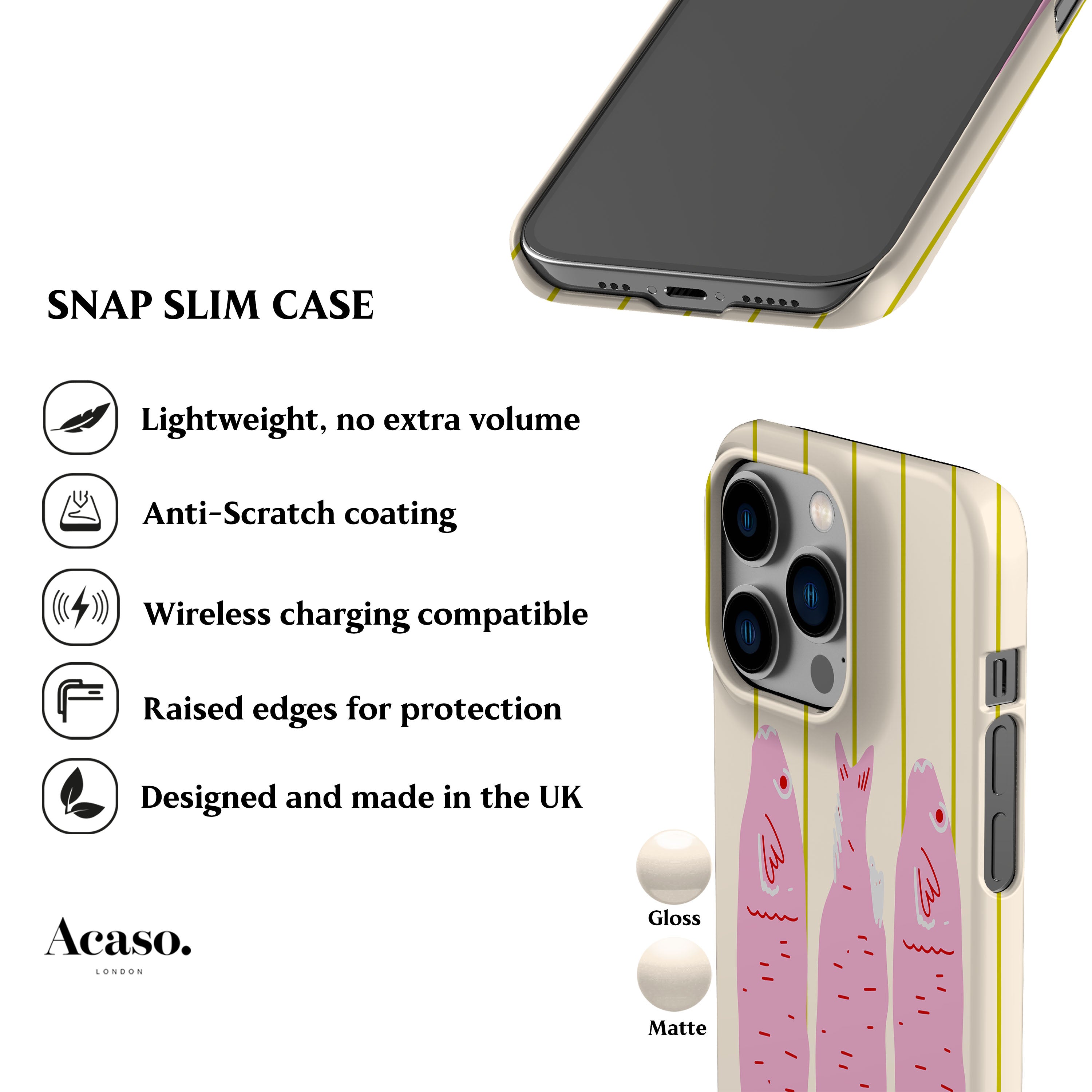 Striped Pink Sardines Phone Case