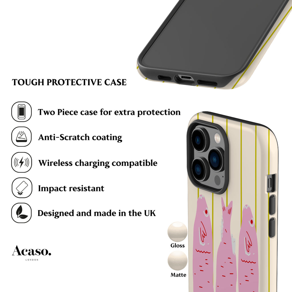 Striped Pink Sardines Phone Case