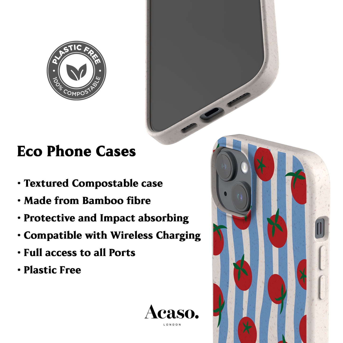 Striped Tomatoes Eco-Friendly Phone Case
