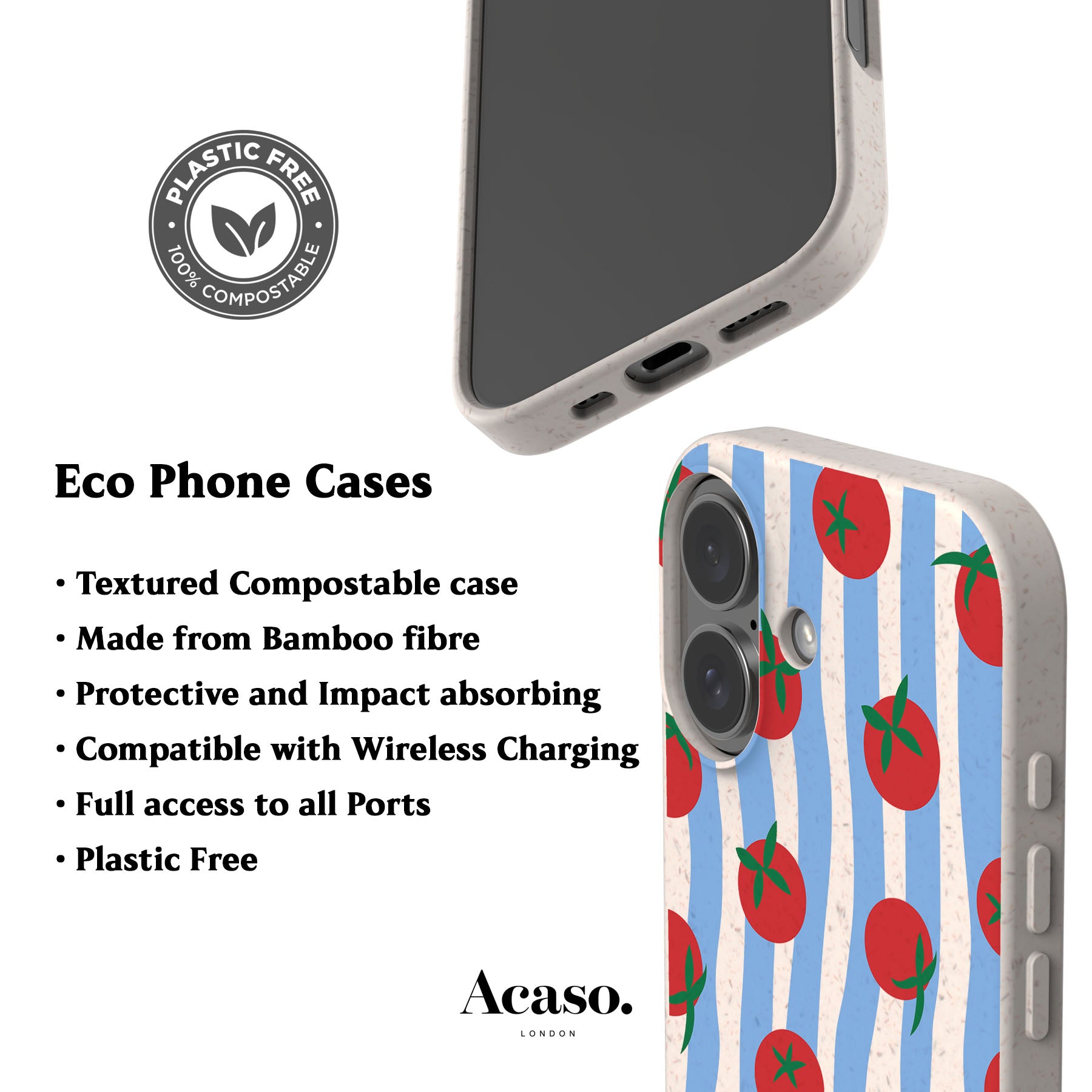 Striped Tomatoes Eco-Friendly Phone Case