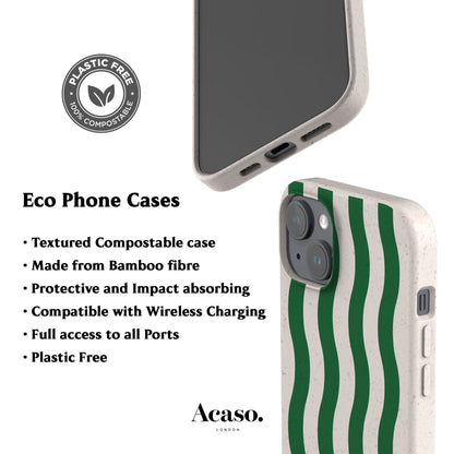 Striped Green Waves Eco-Friendly Phone Case