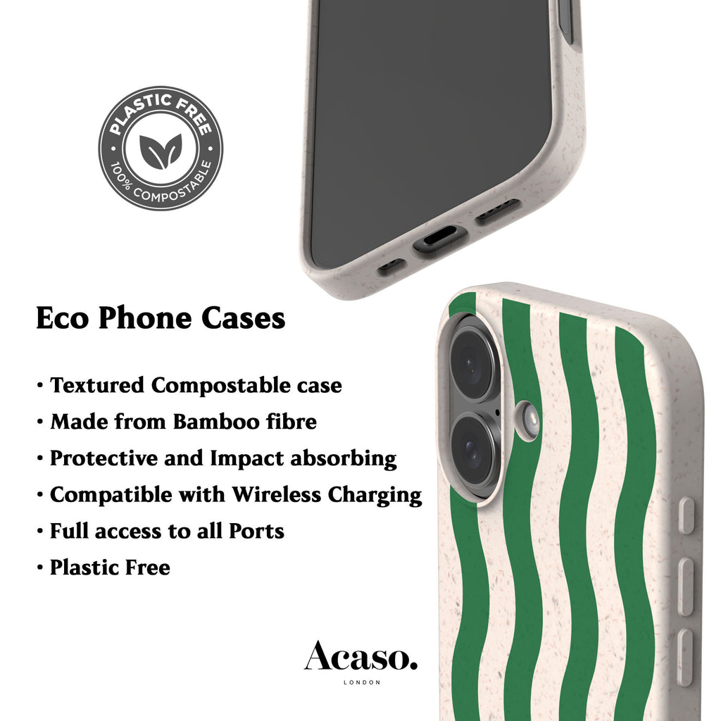 Striped Green Waves Eco-Friendly Phone Case