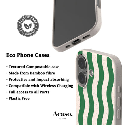 Striped Green Waves Eco-Friendly Phone Case