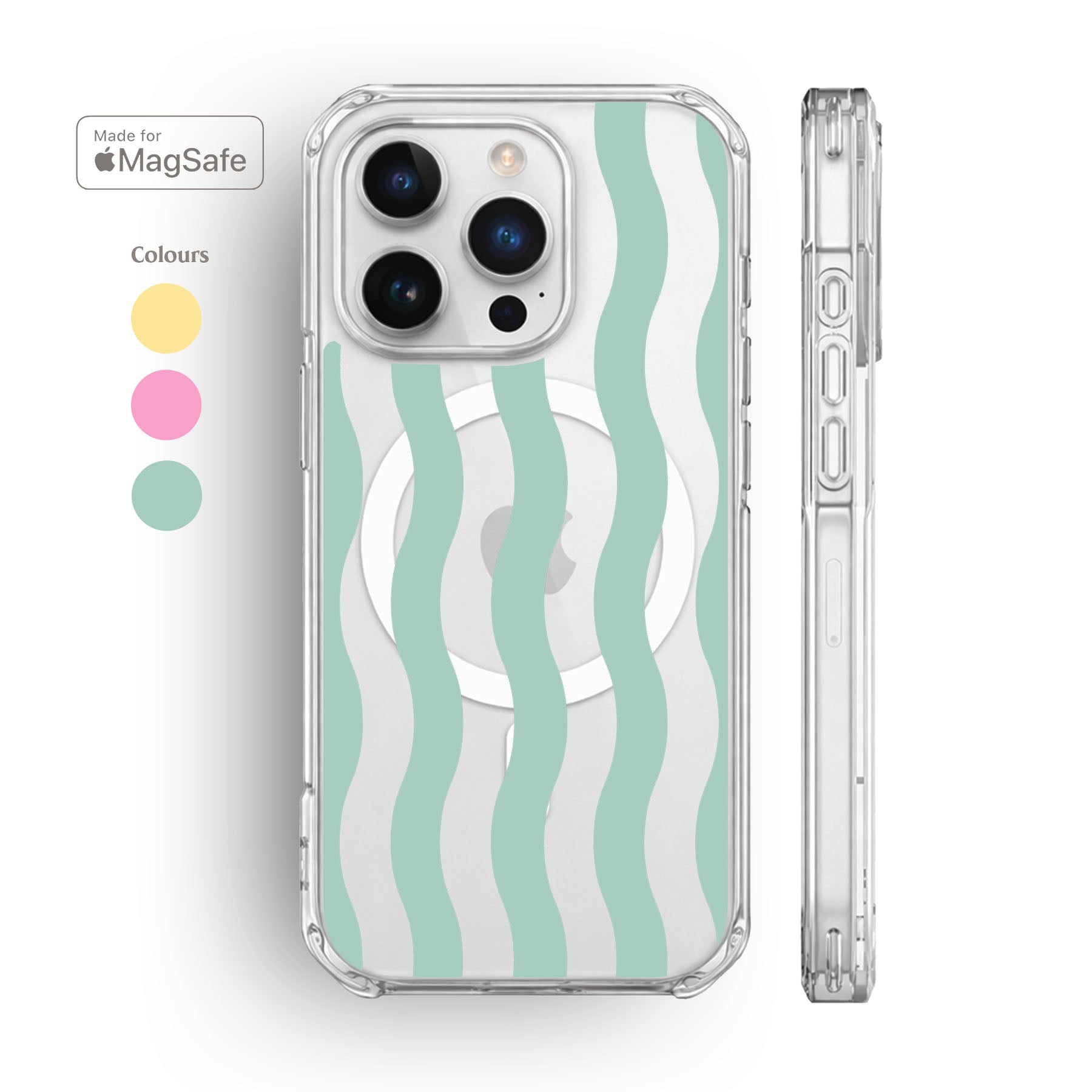 Striped Wave Clear MagSafe iPhone Case