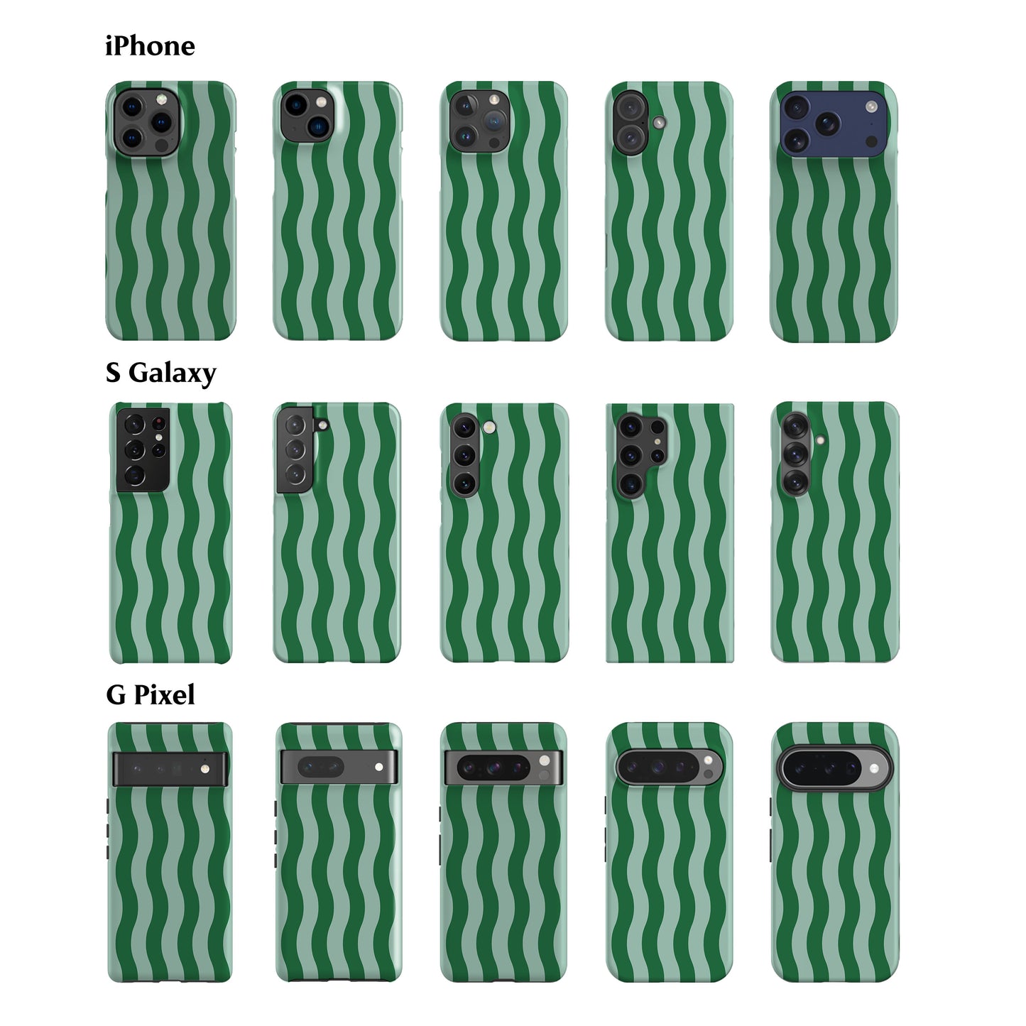 Striped Green Waves Phone Case