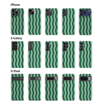 Striped Green Waves Phone Case