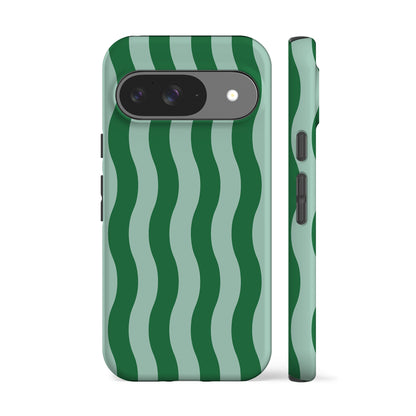 Striped Green Waves Phone Case