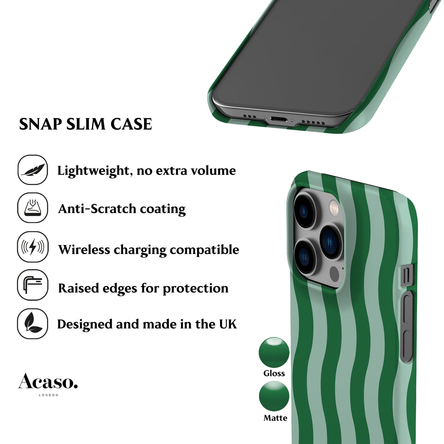 Striped Green Waves Phone Case
