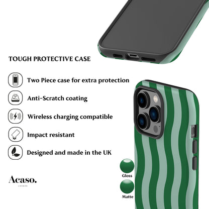Striped Green Waves Phone Case