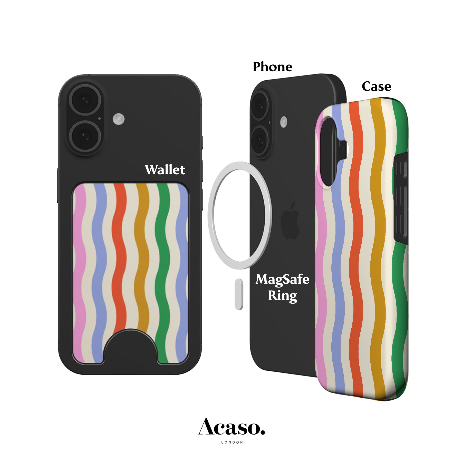Striped Waves Multi Magnetic Phone Wallet