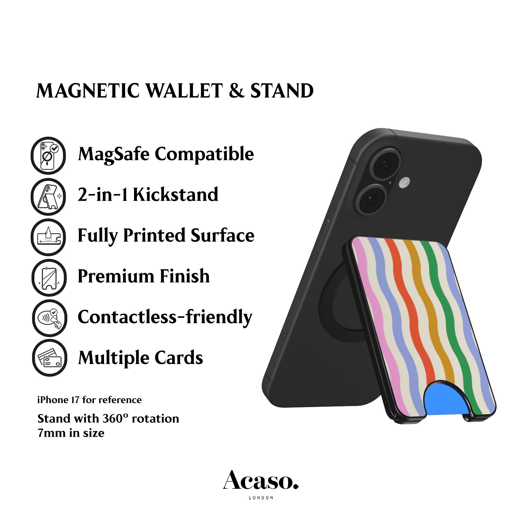 Striped Waves Multi Magnetic Phone Wallet