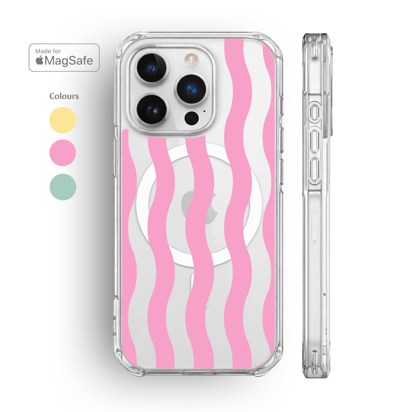 Striped Wave Clear MagSafe iPhone Case