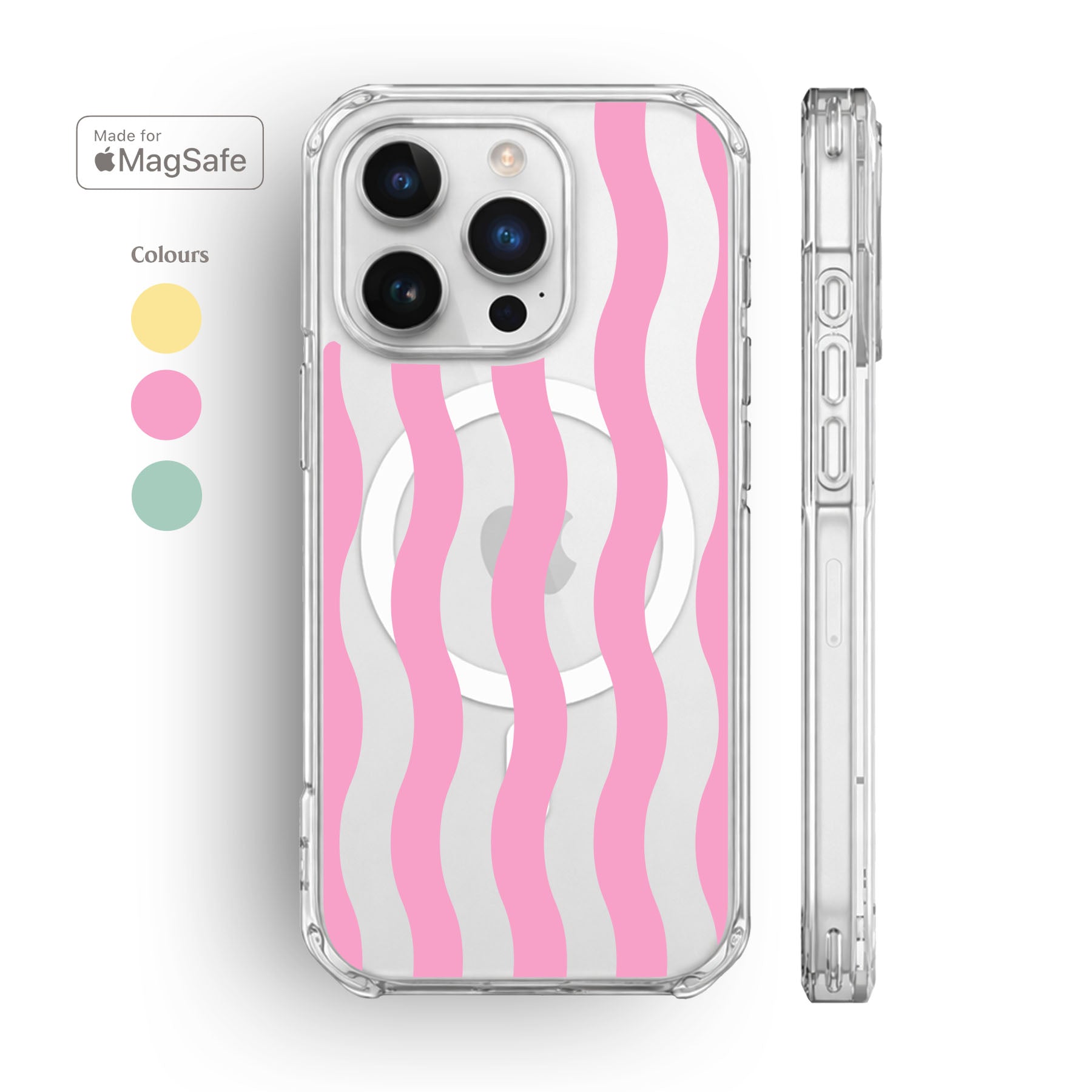 Striped Wave Clear MagSafe iPhone Case
