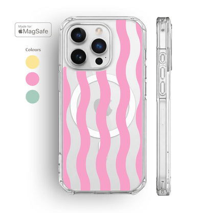 Striped Wave Clear MagSafe iPhone Case