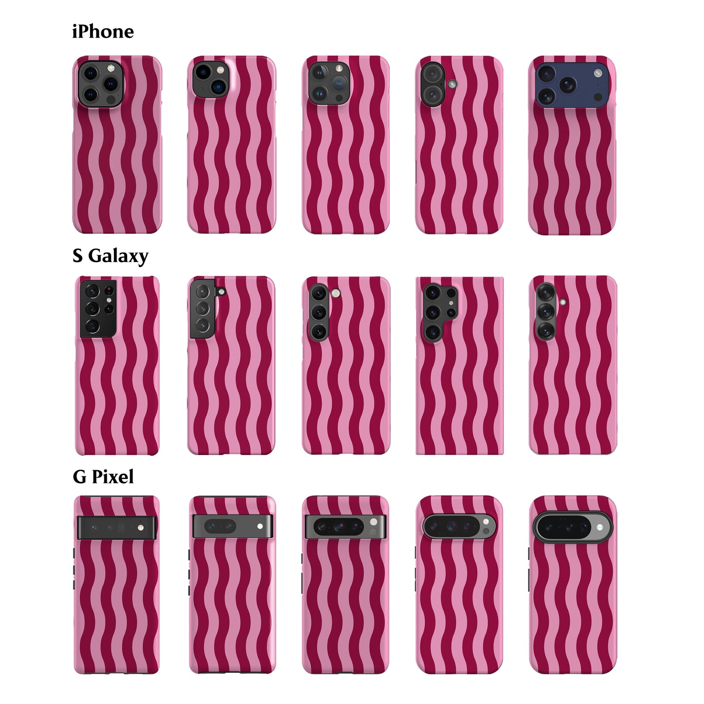 Striped Pink Waves Phone Case