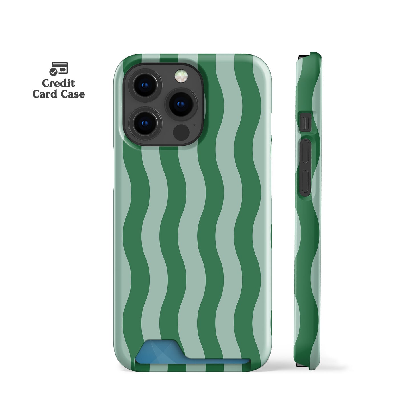 Striped Green Waves Card Case