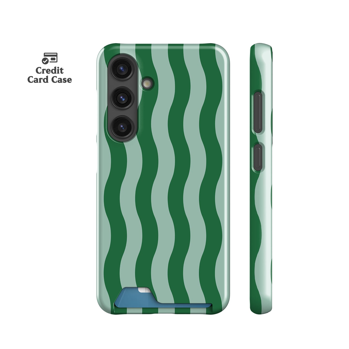 Striped Green Waves Card Case