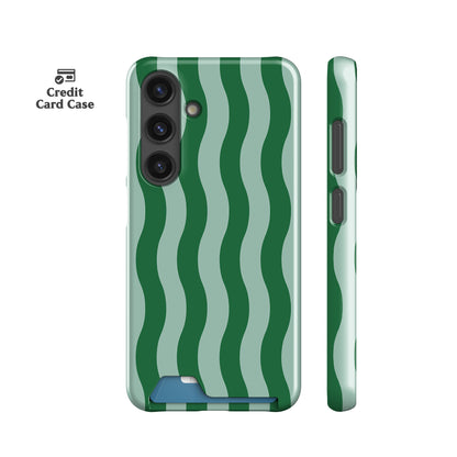 Striped Green Waves Card Case