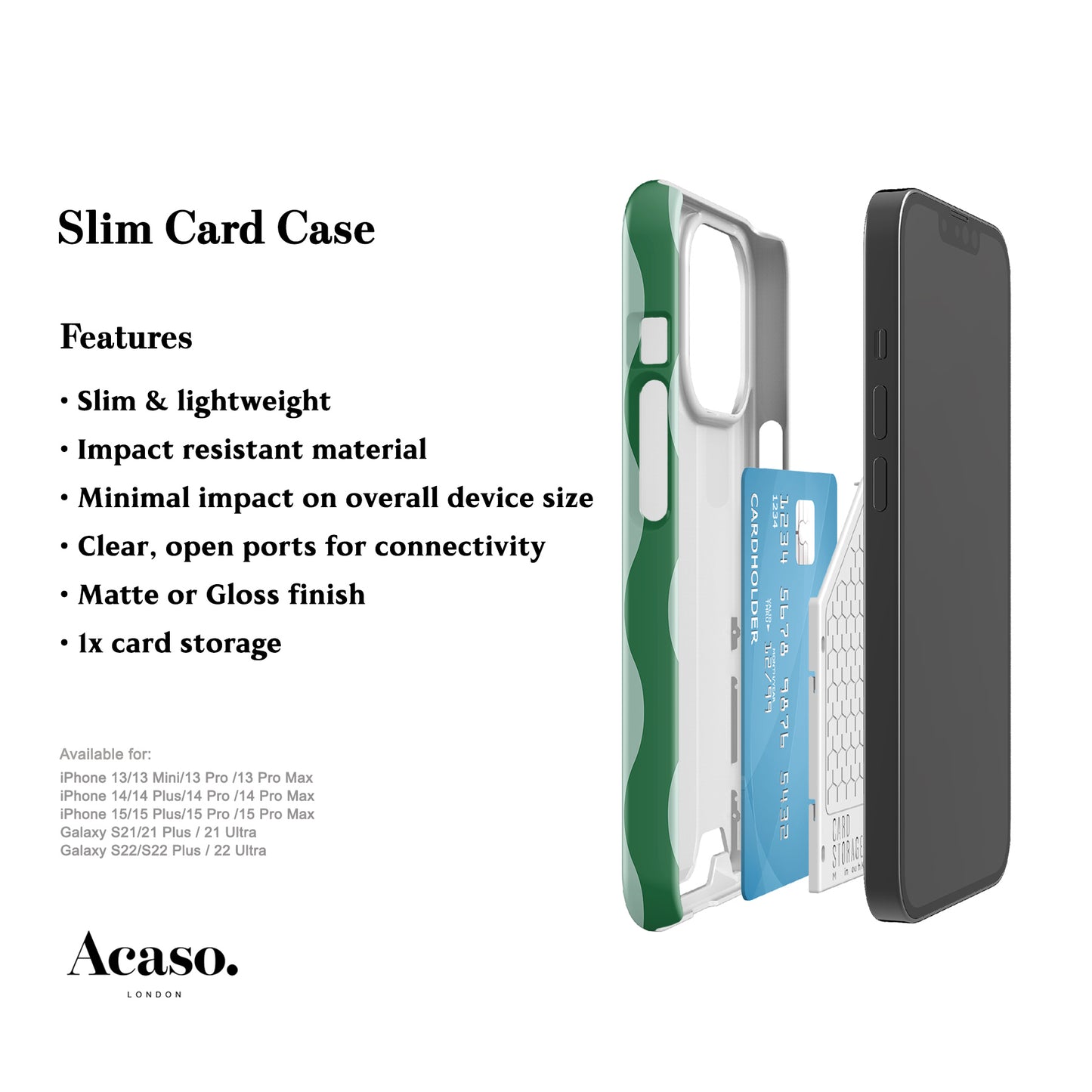 Striped Green Waves Card Case