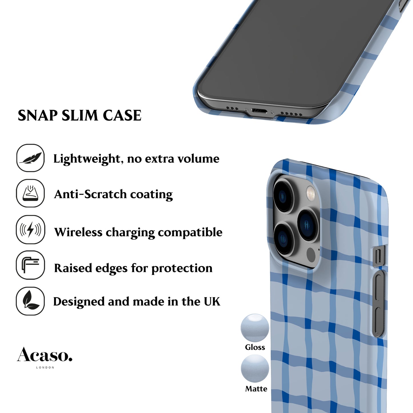 Blue Summer Check Phone Case