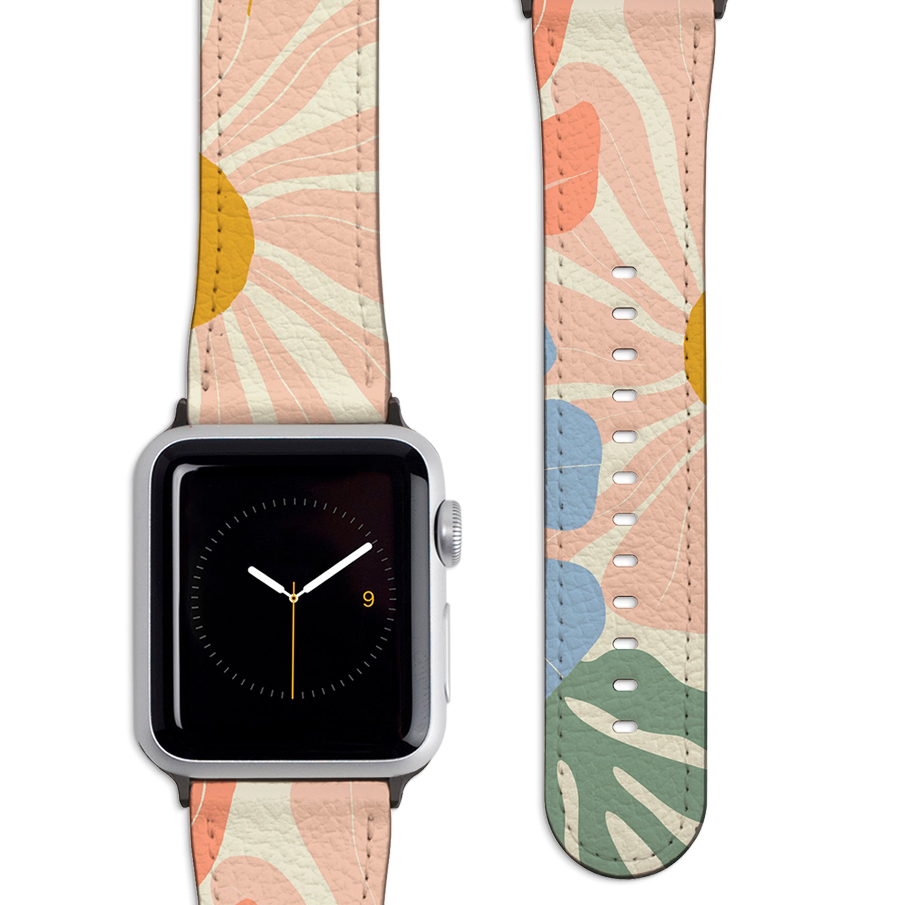 Handcrafted Apple Strap, Handmade band, floral offers design band, unique gift idea, one of a kind gift, Apple Leather strap, Apple gift idea