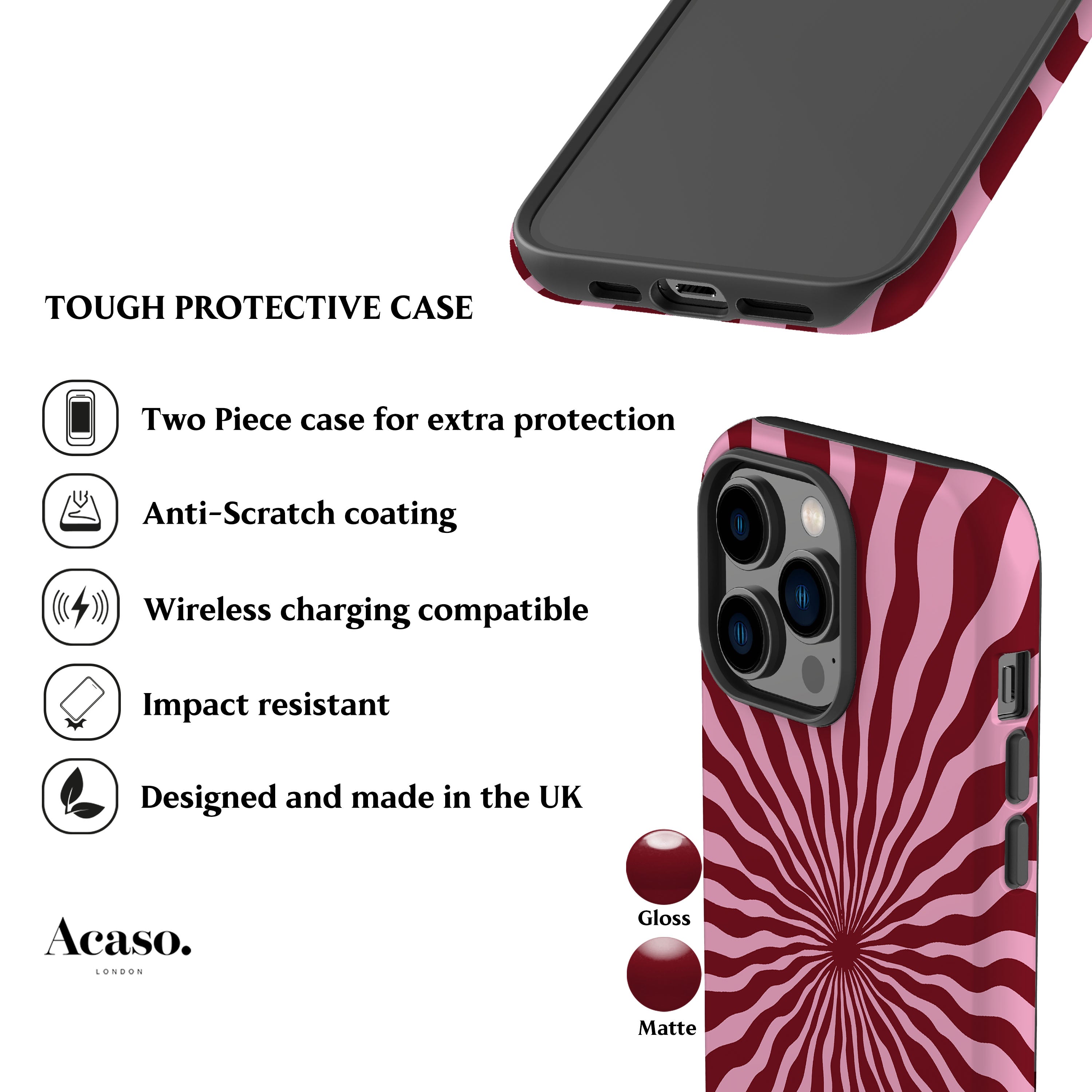 Sunshine Ray Pink Dark Red Phone Case