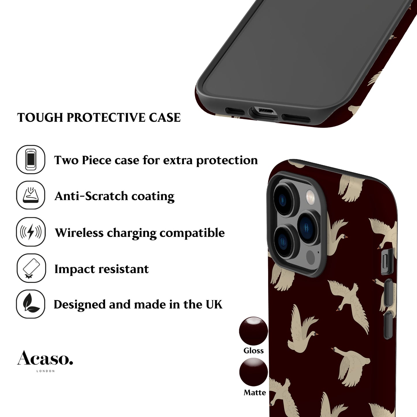 Swans Dark Burgundy Phone Case