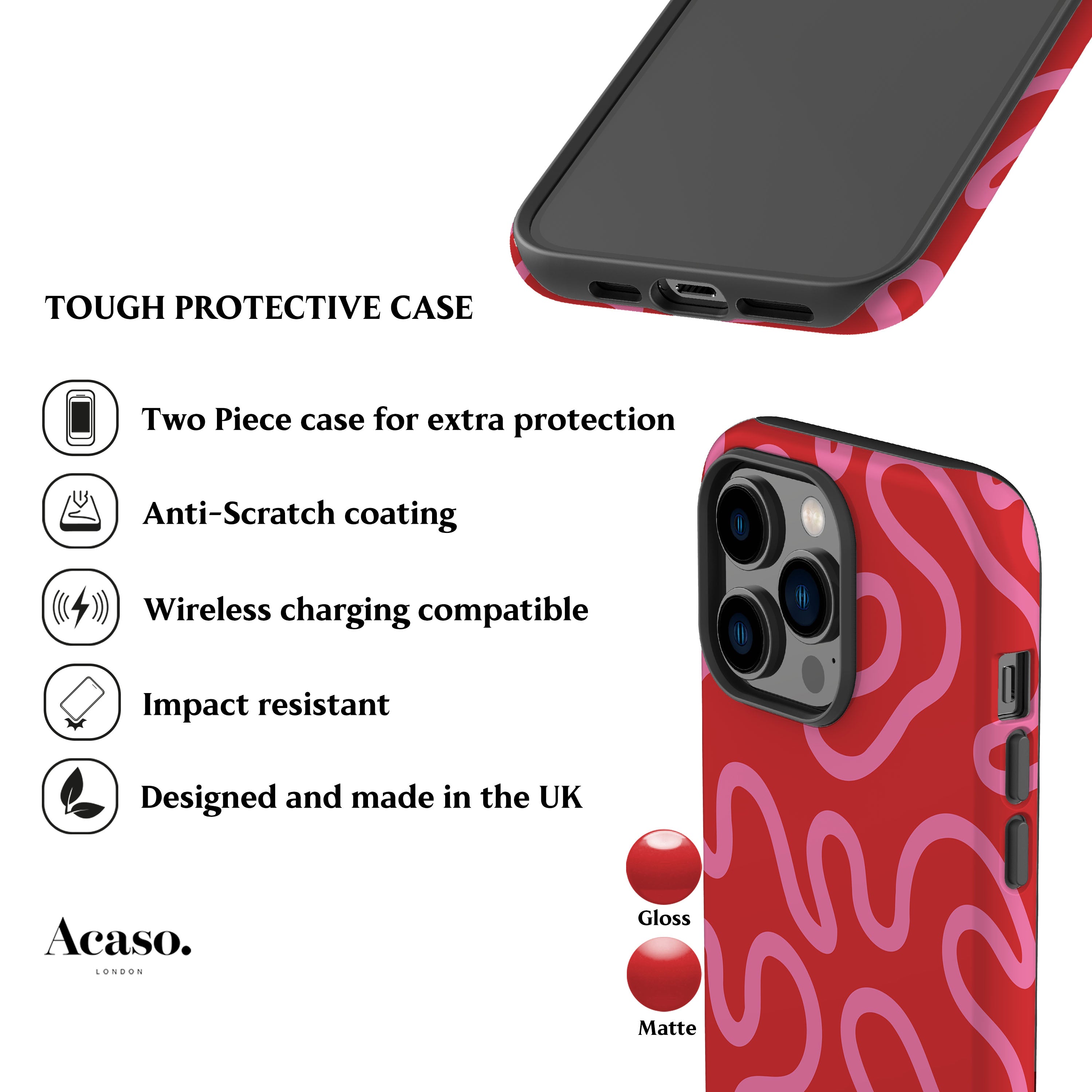 Swirl Lines Red Phone Case