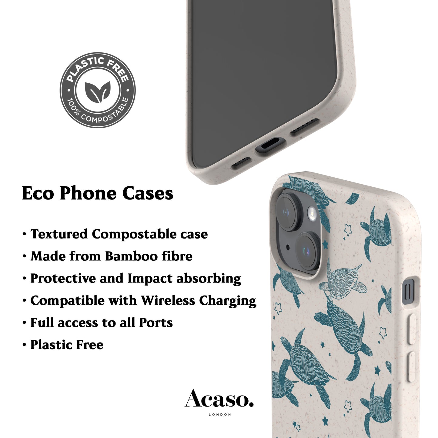 Teal Sea Turtles Eco-Friendly Phone Case