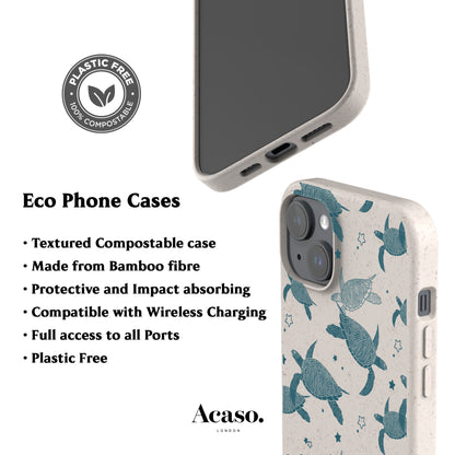 Teal Sea Turtles Eco-Friendly Phone Case