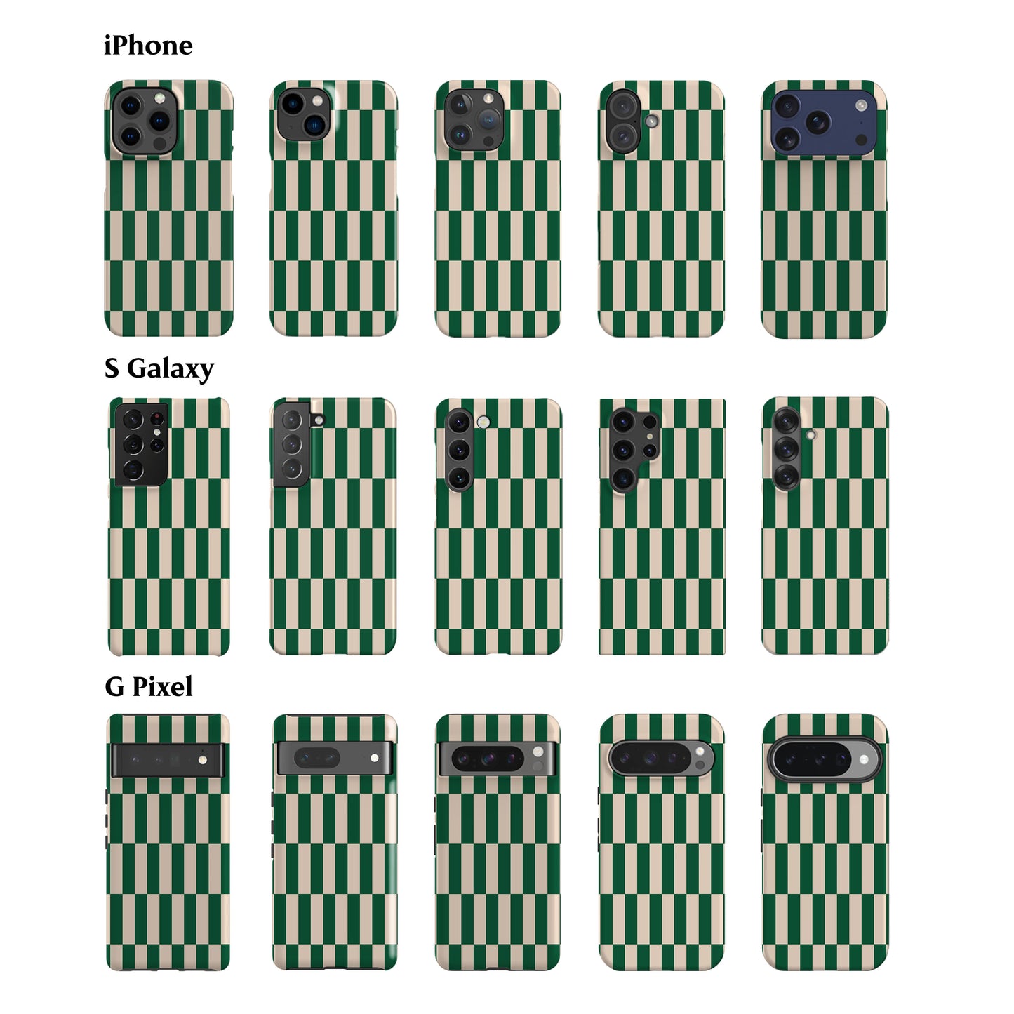 Tile Checkers Green Phone Case