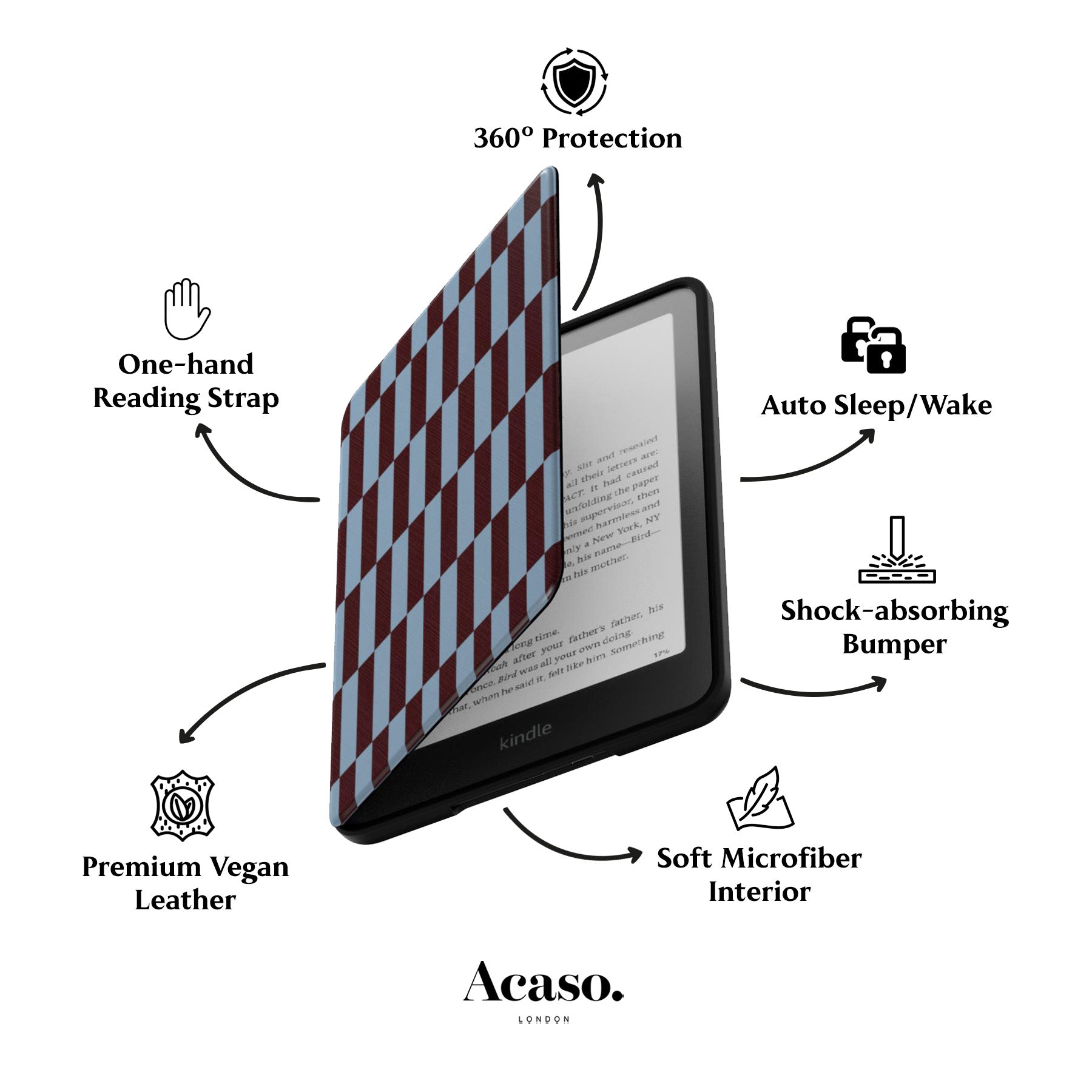 Tile Checkers Blue Maroon Kindle Case