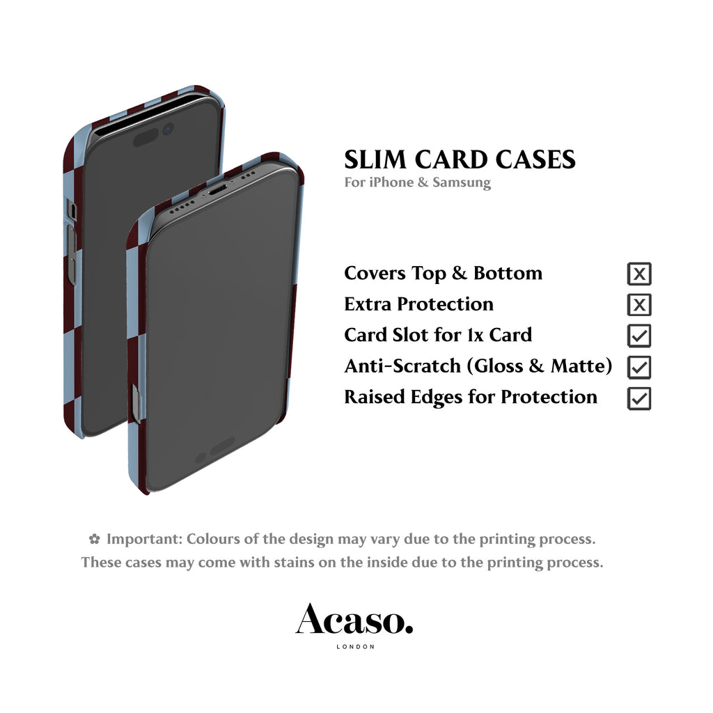 Tile Checkers Maroon Card Case