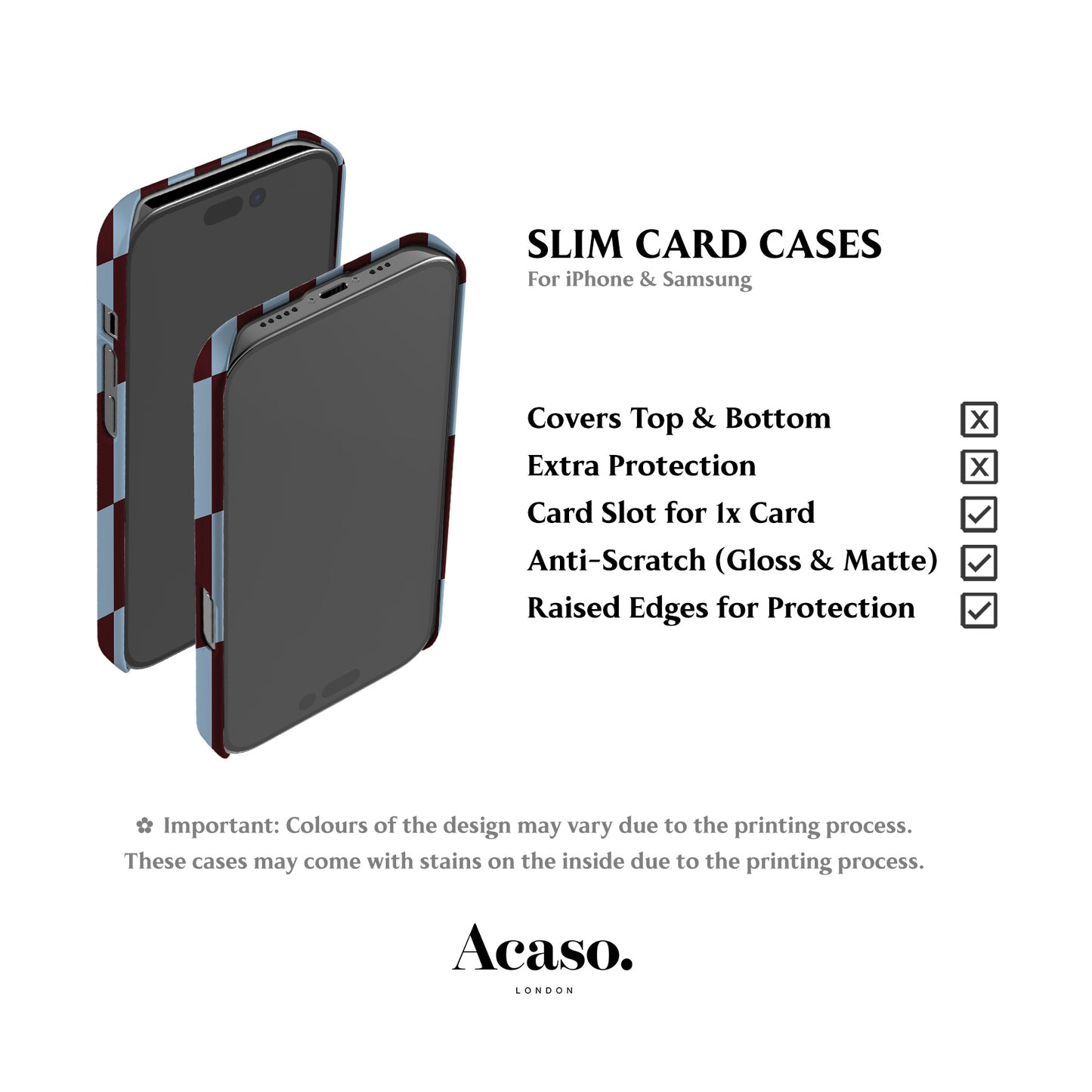 Tile Checkers Maroon Card Case