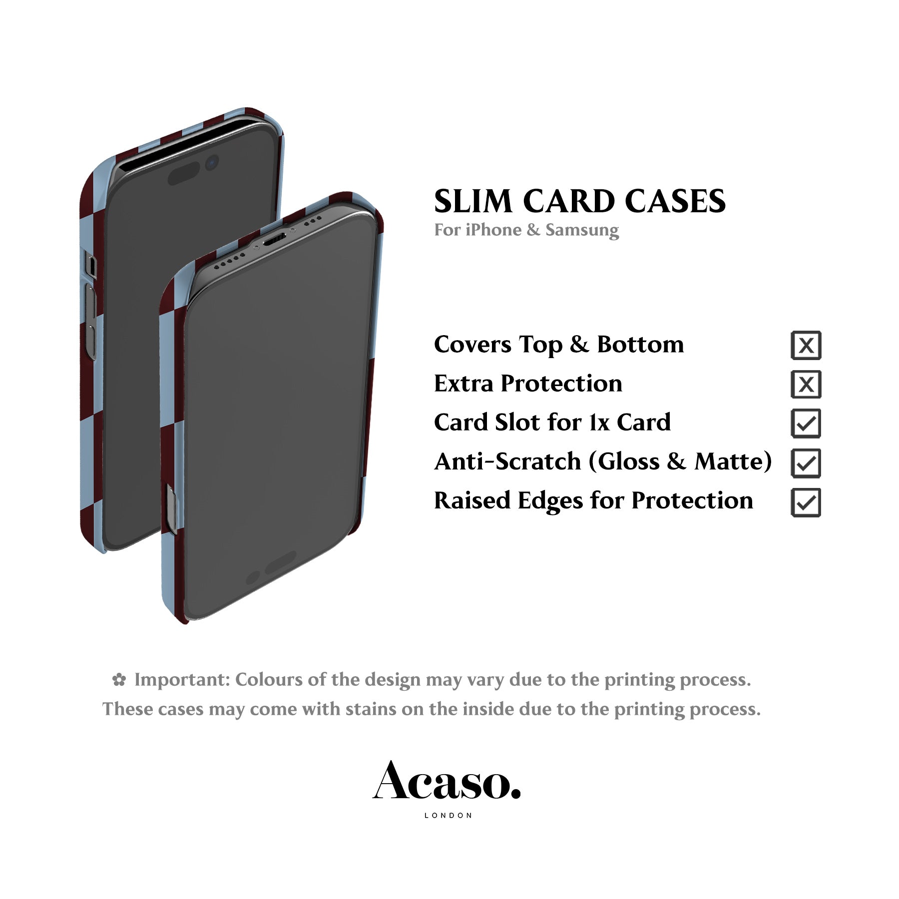 Tile Checkers Maroon Card Case