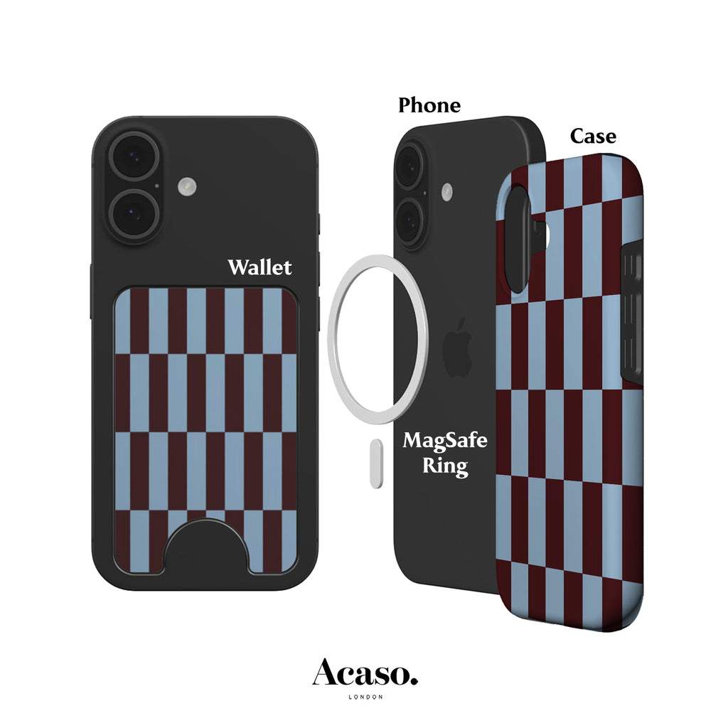 Tile Checkers Maroon Magnetic Phone Wallet