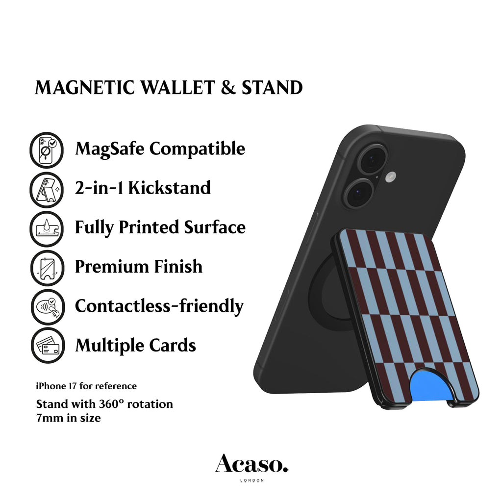 Tile Checkers Maroon Magnetic Phone Wallet